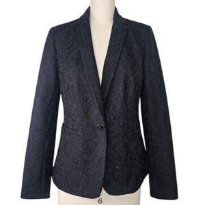 Banana Republic Black Lace Blazer Size 4 Notched Collar Lined